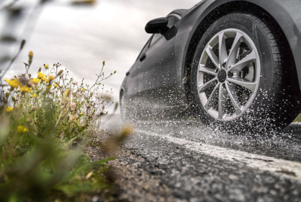 rain ready car safety los angeles showing tire traction on wet roads during rain season
